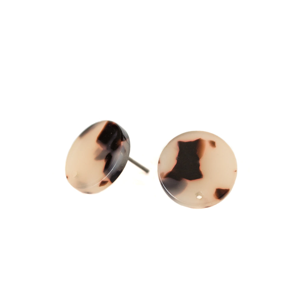 Brown+Soft Pink Tortoise Shell Studs